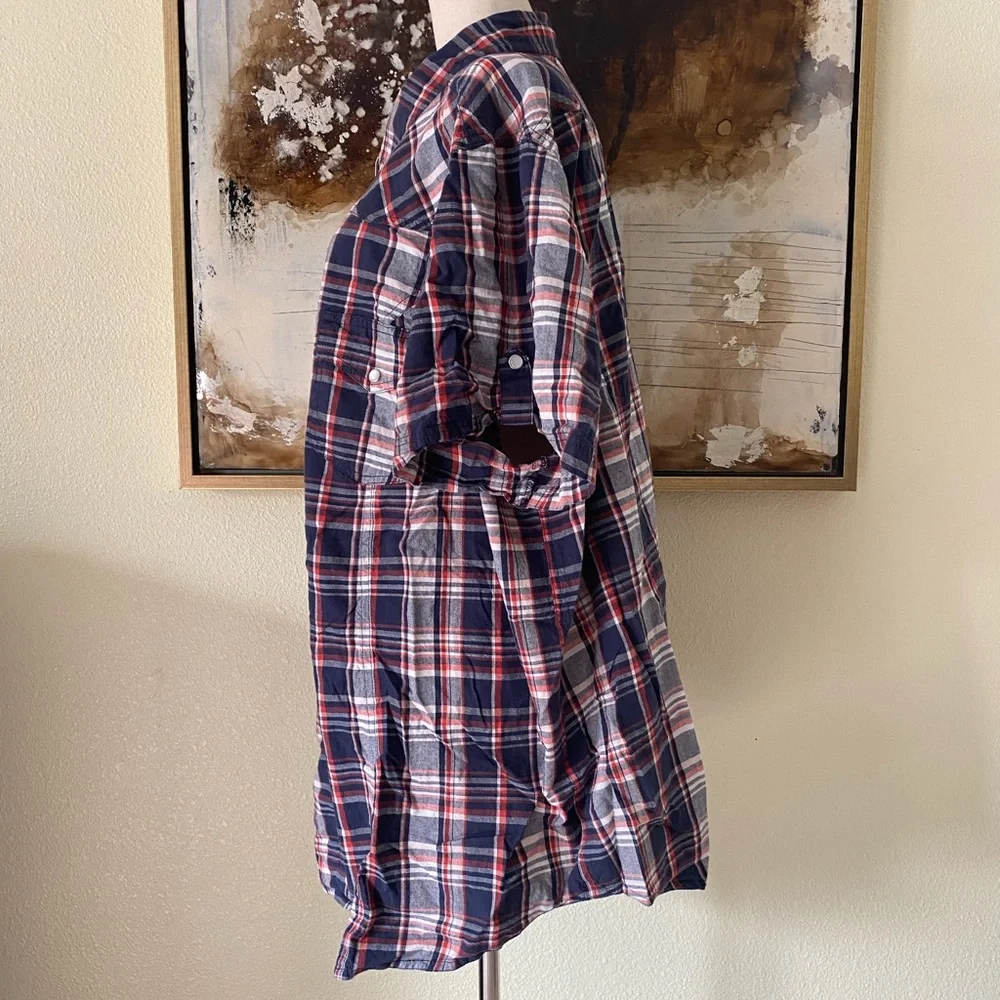 Ellos short sleeve plaid button down top size 3X 100% cotton- - Picture 6 of 7